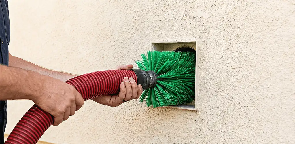 Air duct cleaning brush removing debris from a vent opening in Spokane, WA