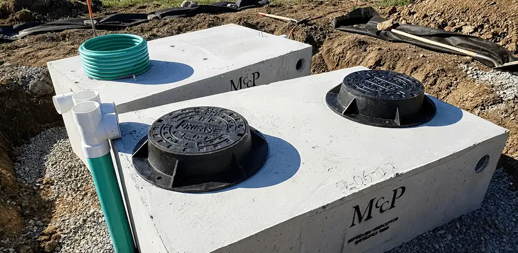 Grease trap installation unit set in place for drainage protection in Spokane, WA