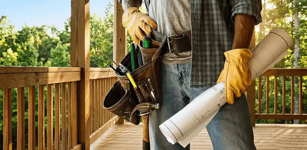 Professional handyman with tool belt ready for home repairs in Spokane, WA