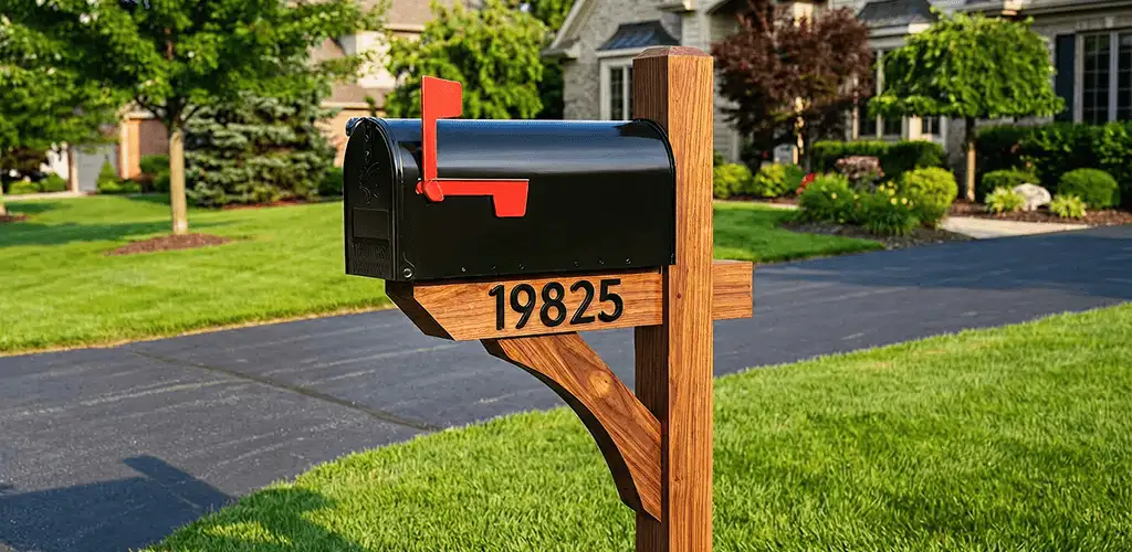 New mailbox installation with post and address number for a home in Spokane, WA